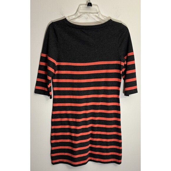 Boden Breton Dress Mini Striped Gray Salmon Elbow Sleeve Pocket US 4 Casual Work - Picture 4 of 11